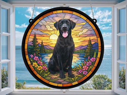 Black labrador dog suncatcher - black,