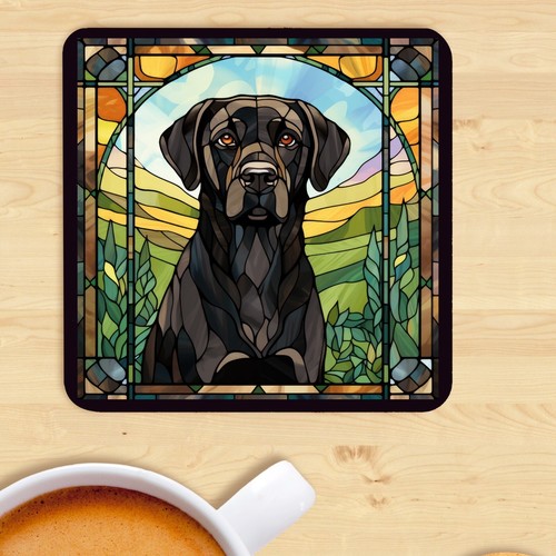 Pet dog coaster stained glass - dog,