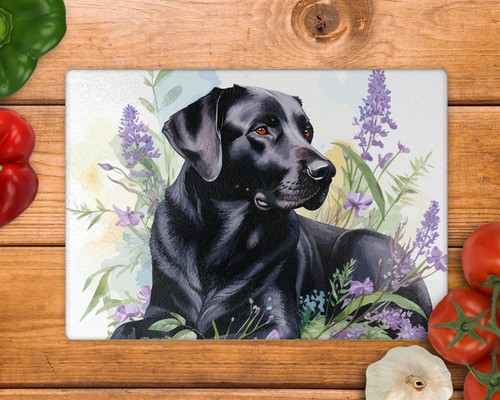 Labrador purple flowers glass - purple,