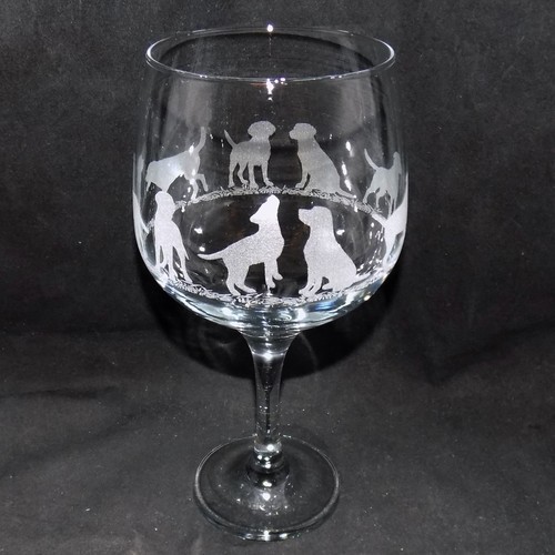 Engraved labrador gin glass - gin,