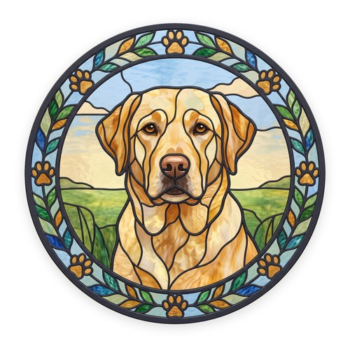 Labrador stained glass window - glass,