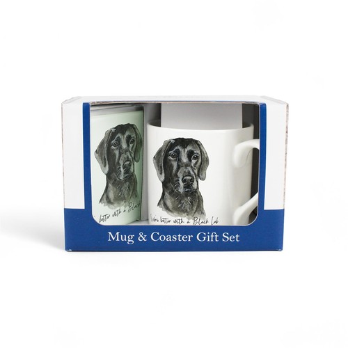 Black labrador bone china - bone, mug