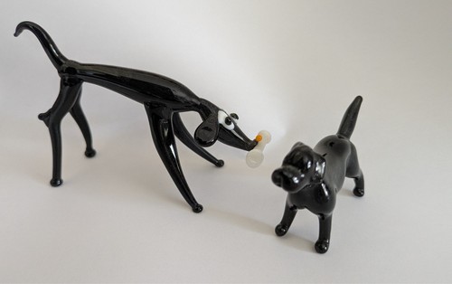 Glass hand made black dog - 2,